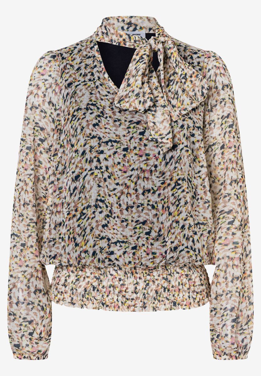 Chiffon-Bluse mit Print und Bindeband