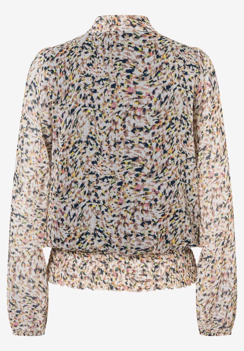Chiffon-Bluse mit Print und Bindeband