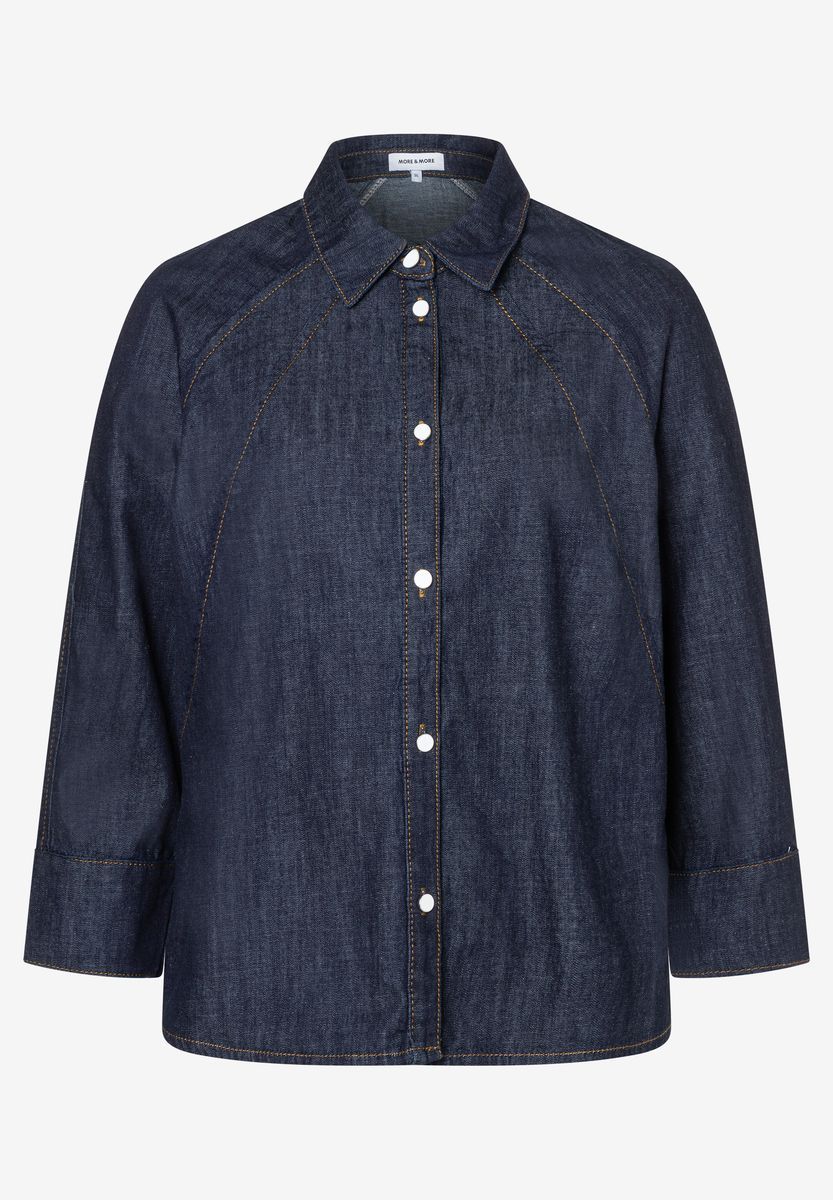 Dunkelblaue Jeansbluse mit Knopfleiste