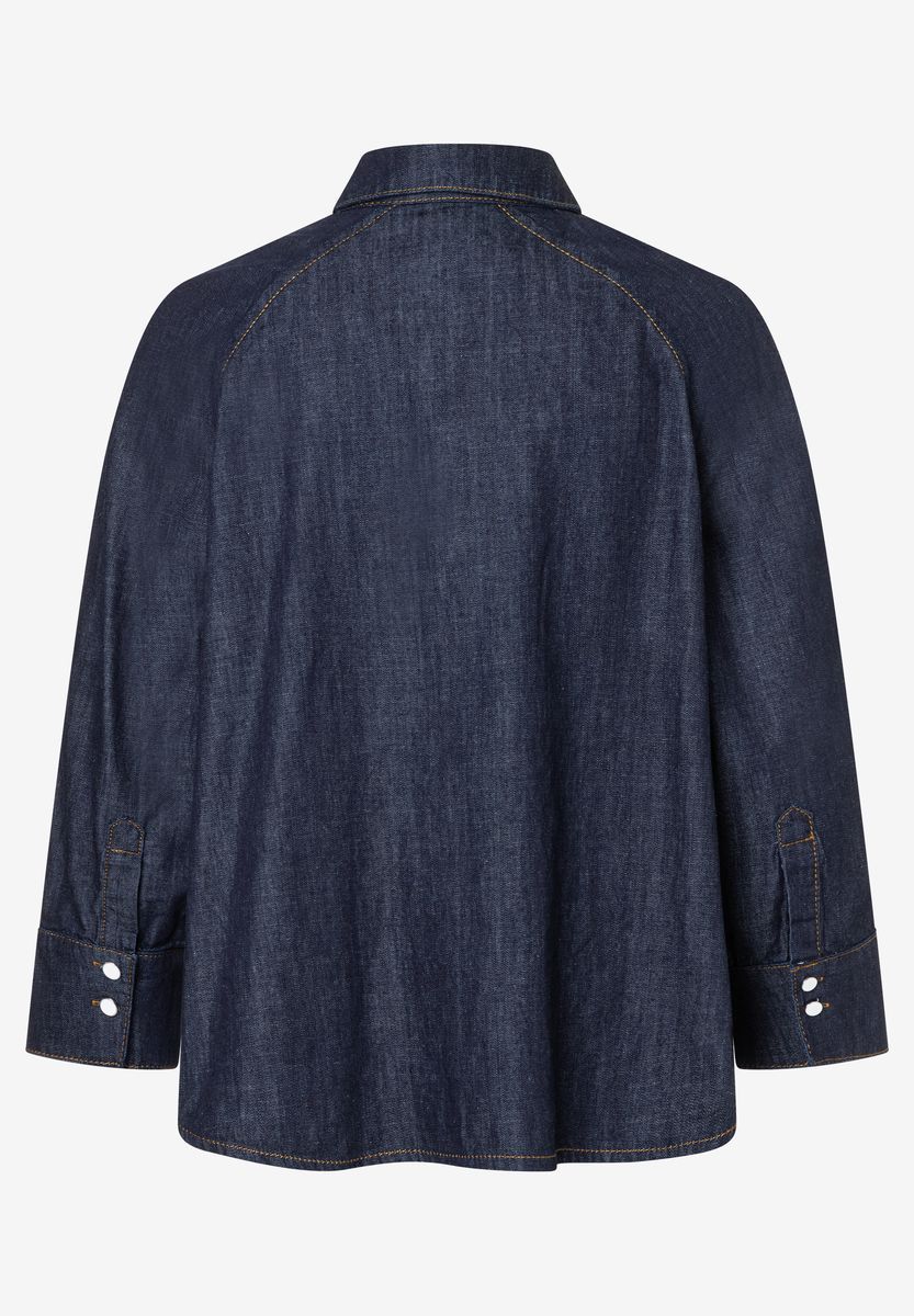Dunkelblaue Jeansbluse mit Knopfleiste