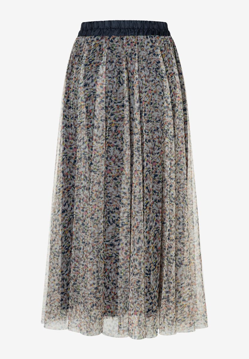 Mesh-Maxirock mit Blumendruck