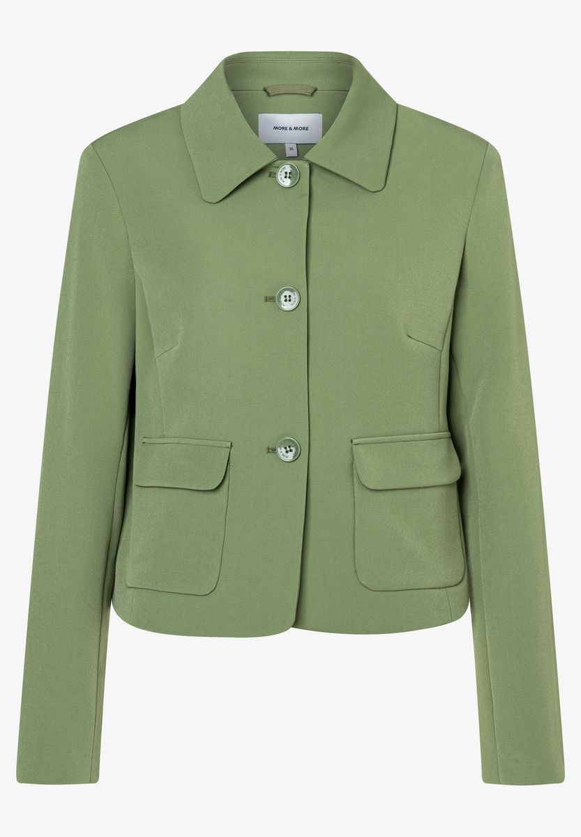 Kurzer Blazer mit Knopfleiste und Taschen