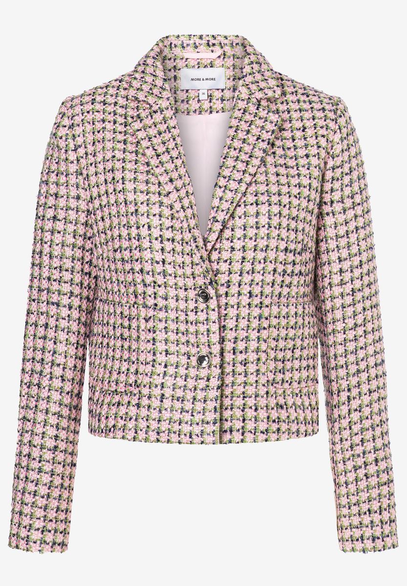 Kurzgeschnittener Bouclé-Blazer mit Reverskragen