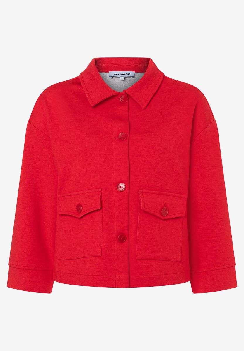 Rote Cropped Jersey Jacke mit Taschen