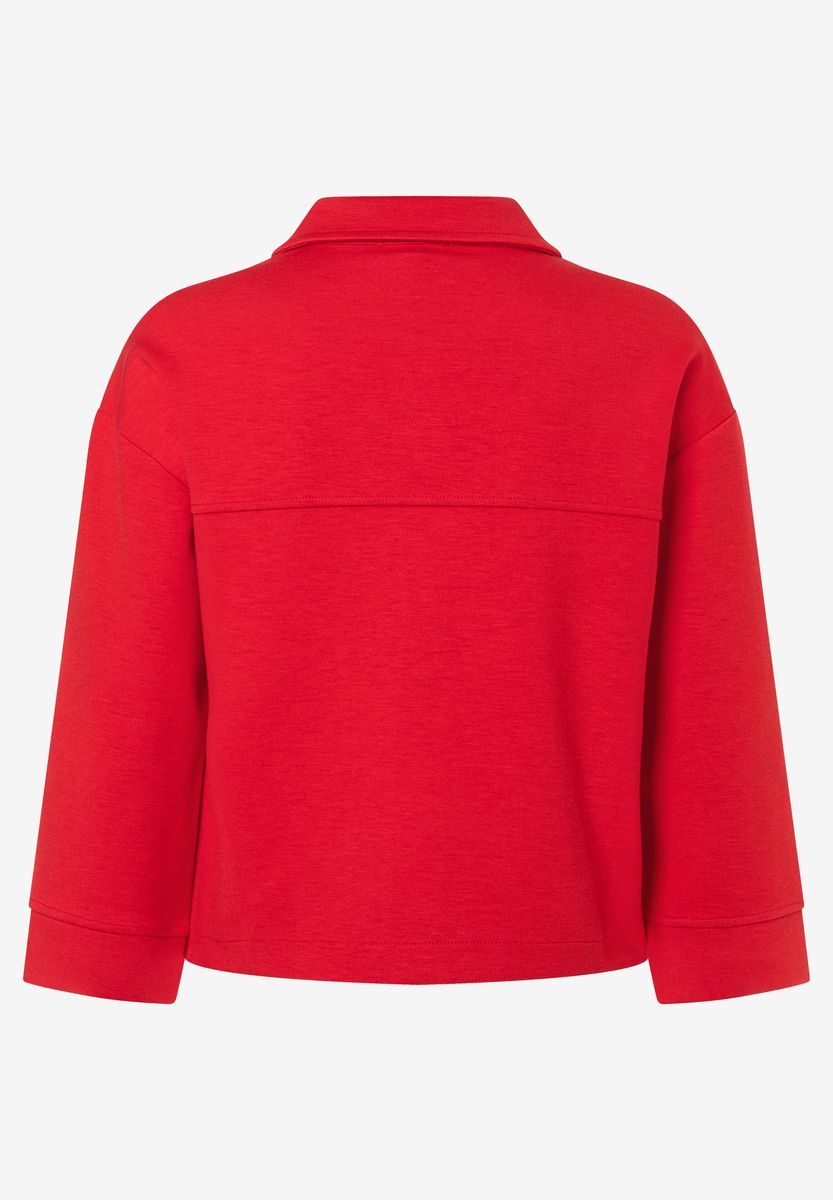 Rote Cropped Jersey Jacke mit Taschen