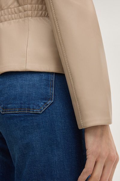 Sommerkind Linda Beige Lederjacke Kragenlose Nappa-Lammfelljacke