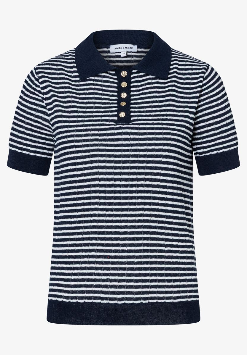 Gestreiftes Strickpolohemd mit Knöpfen