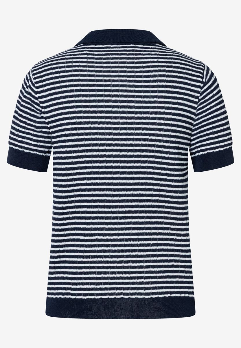 Gestreiftes Strickpolohemd mit Knöpfen