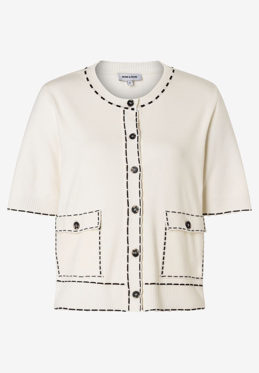 Kurzarm Strickjacke mit Kontrastnaht