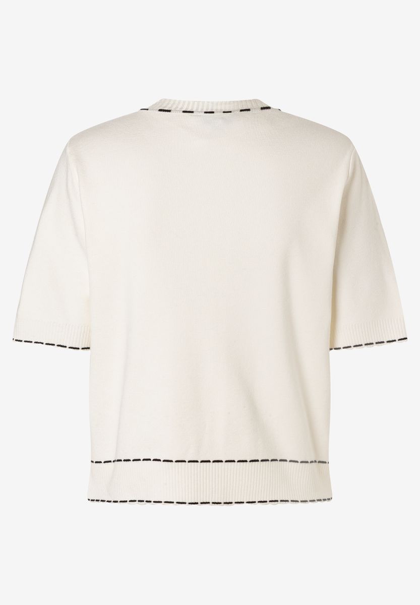 Kurzarm Strickjacke mit Kontrastnaht