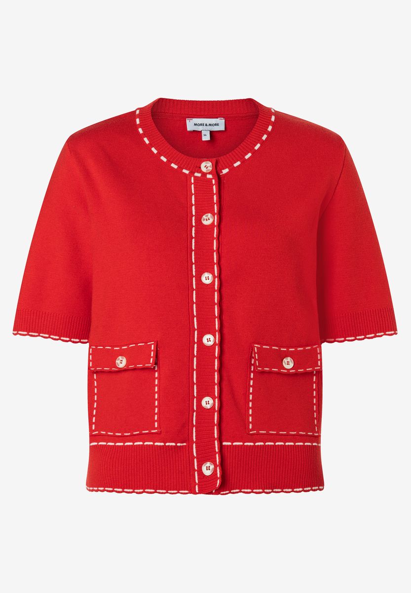 Kurzarm Strickjacke mit Kontrastnaht
