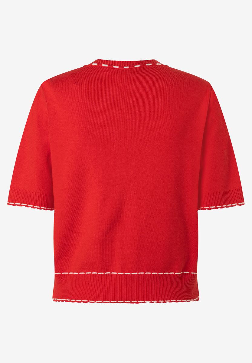 Kurzarm Strickjacke mit Kontrastnaht
