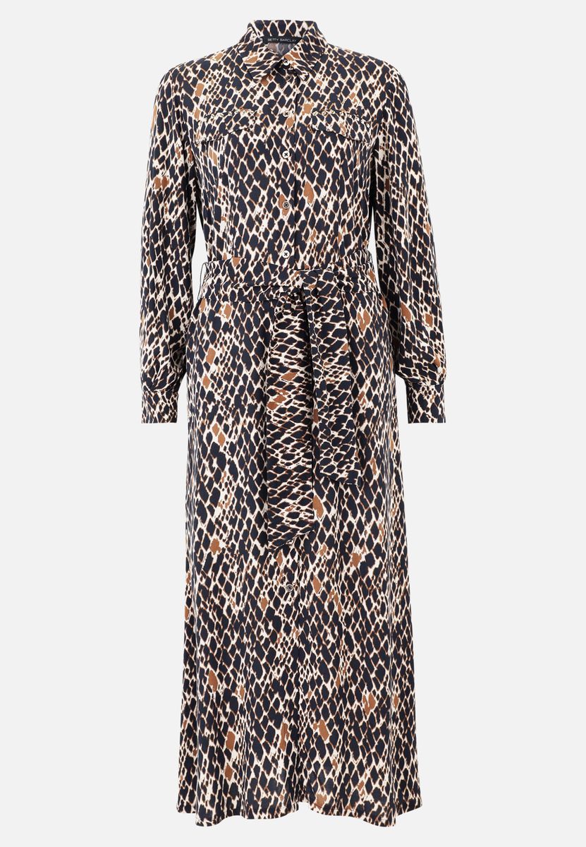 Animal-Print Midi-Hemdblusenkleid