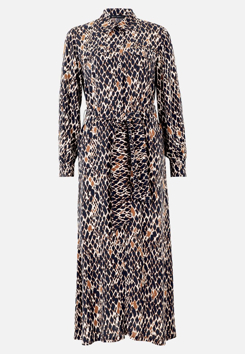 Animal-Print Midi-Hemdblusenkleid