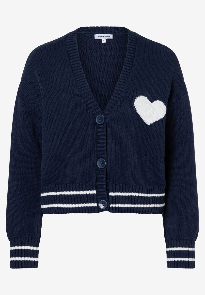 Kurz Strickjacke mit Herz Applikation