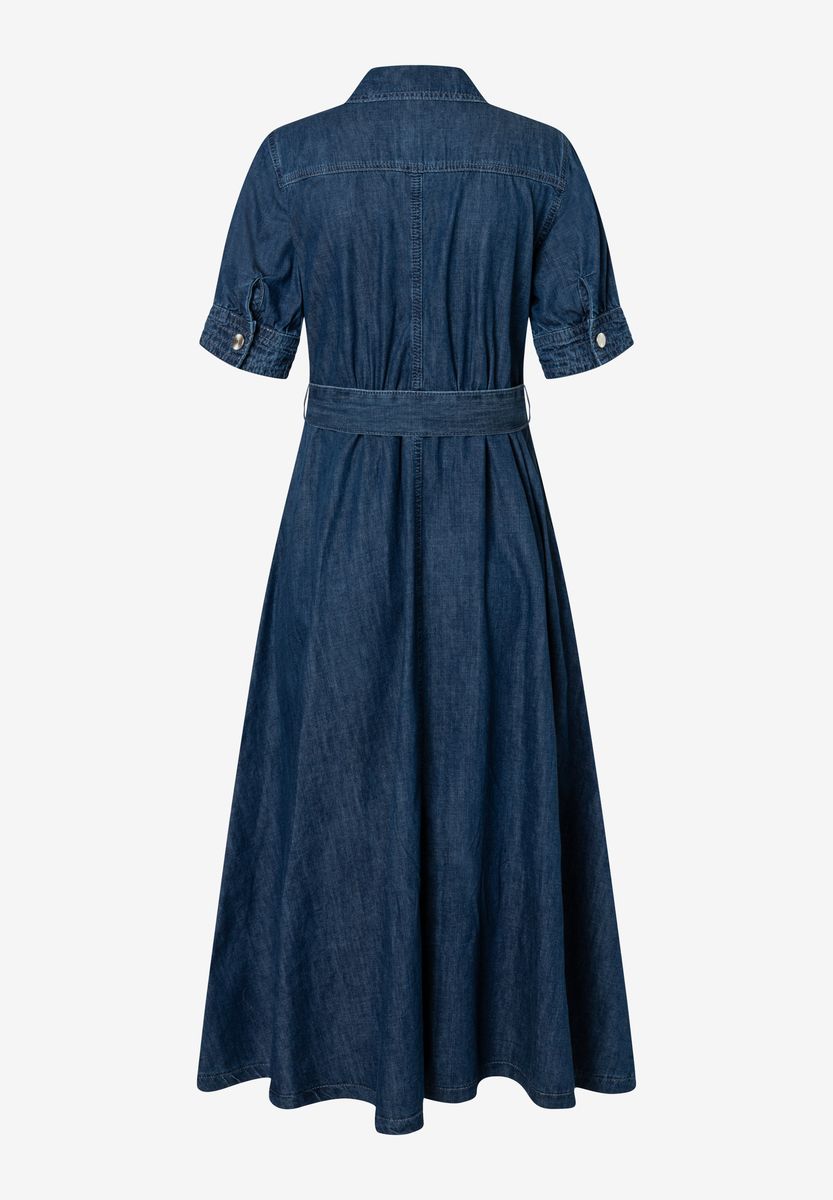 Jeans-Midikleid Hemdkleid mit Gürtel
