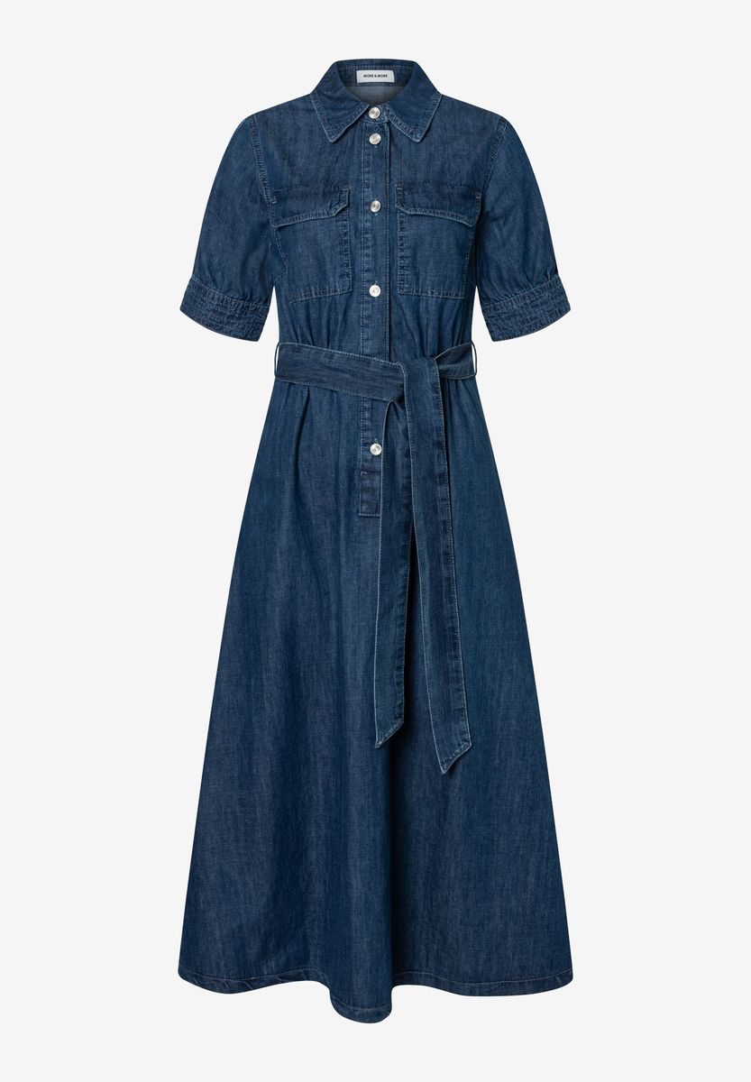 Jeans-Midikleid Hemdkleid mit Gürtel