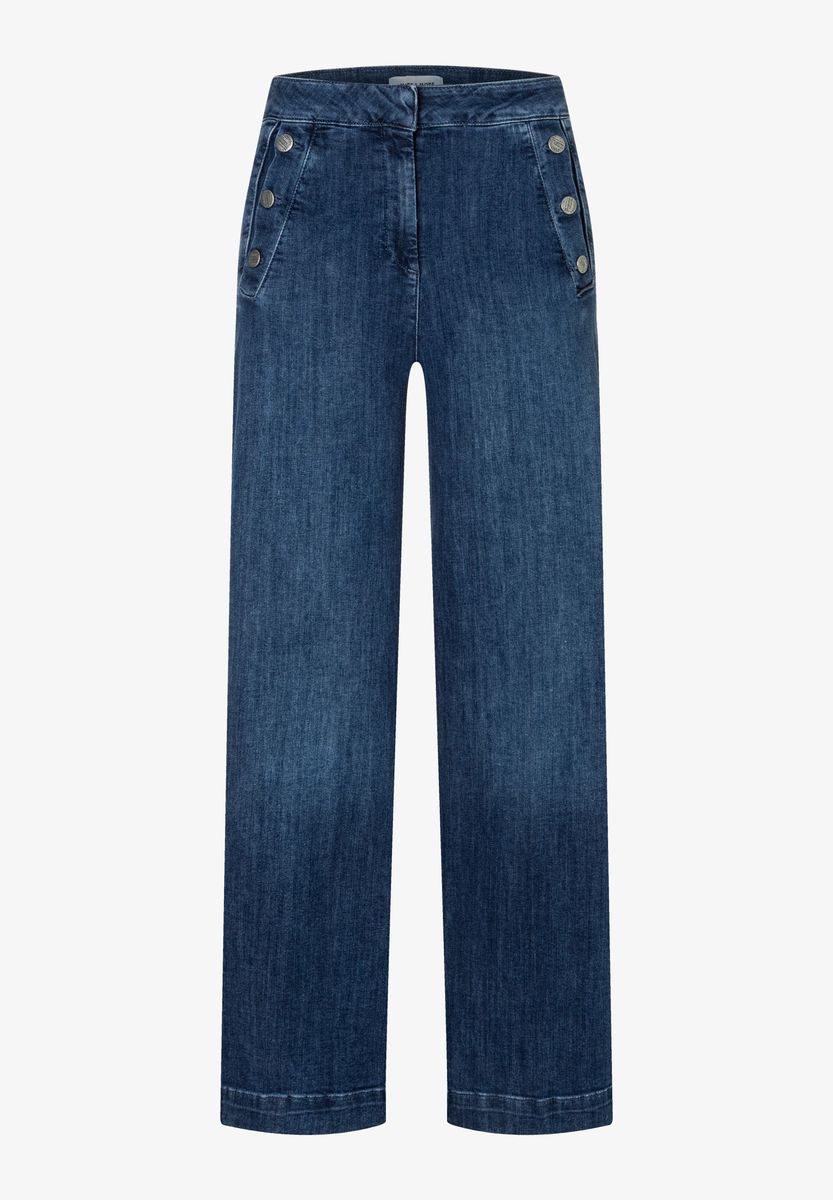 Weite Denim Schlaghose mit Knöpfen