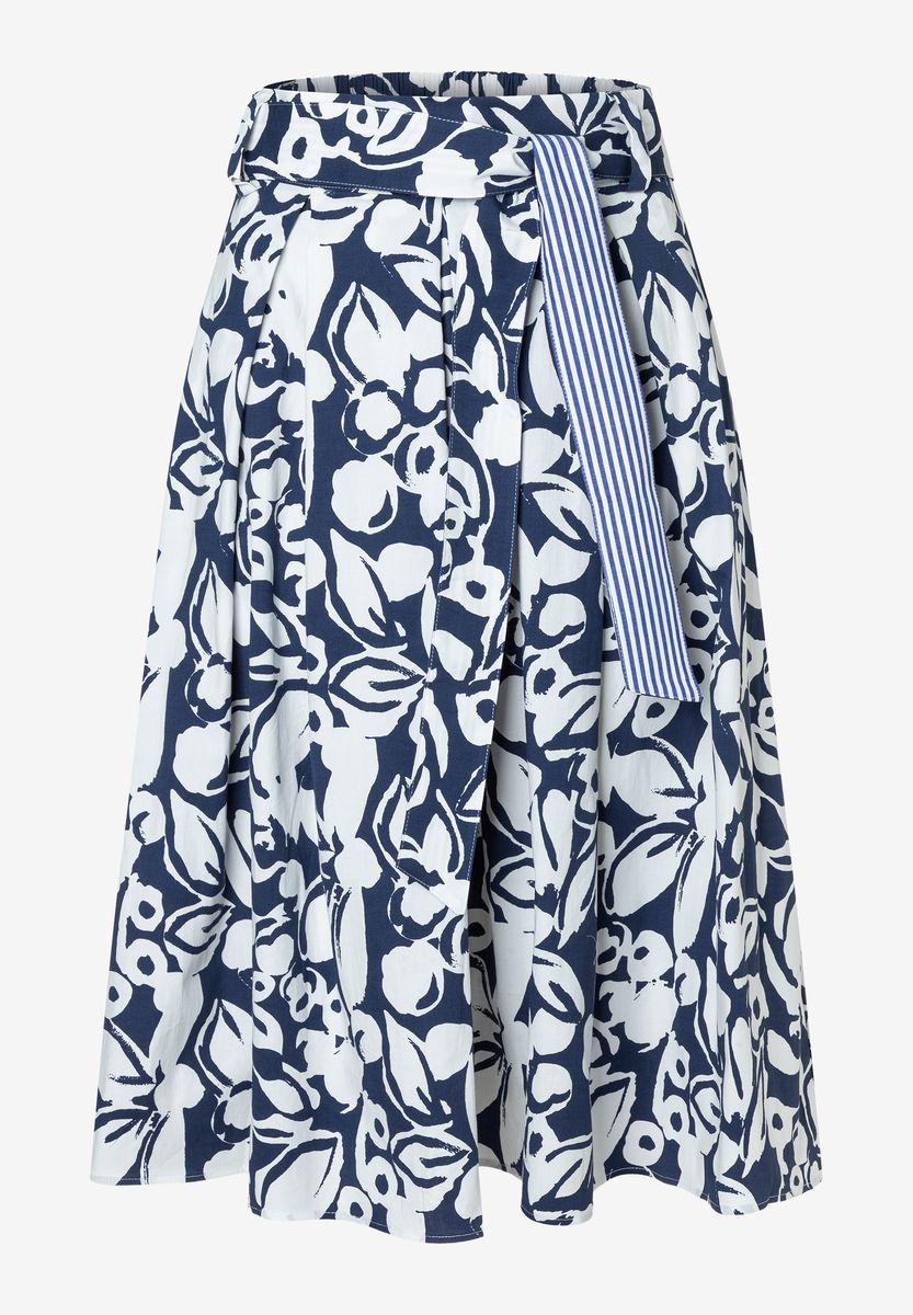 Baumwoll-Midi-Rock mit Blumendruck