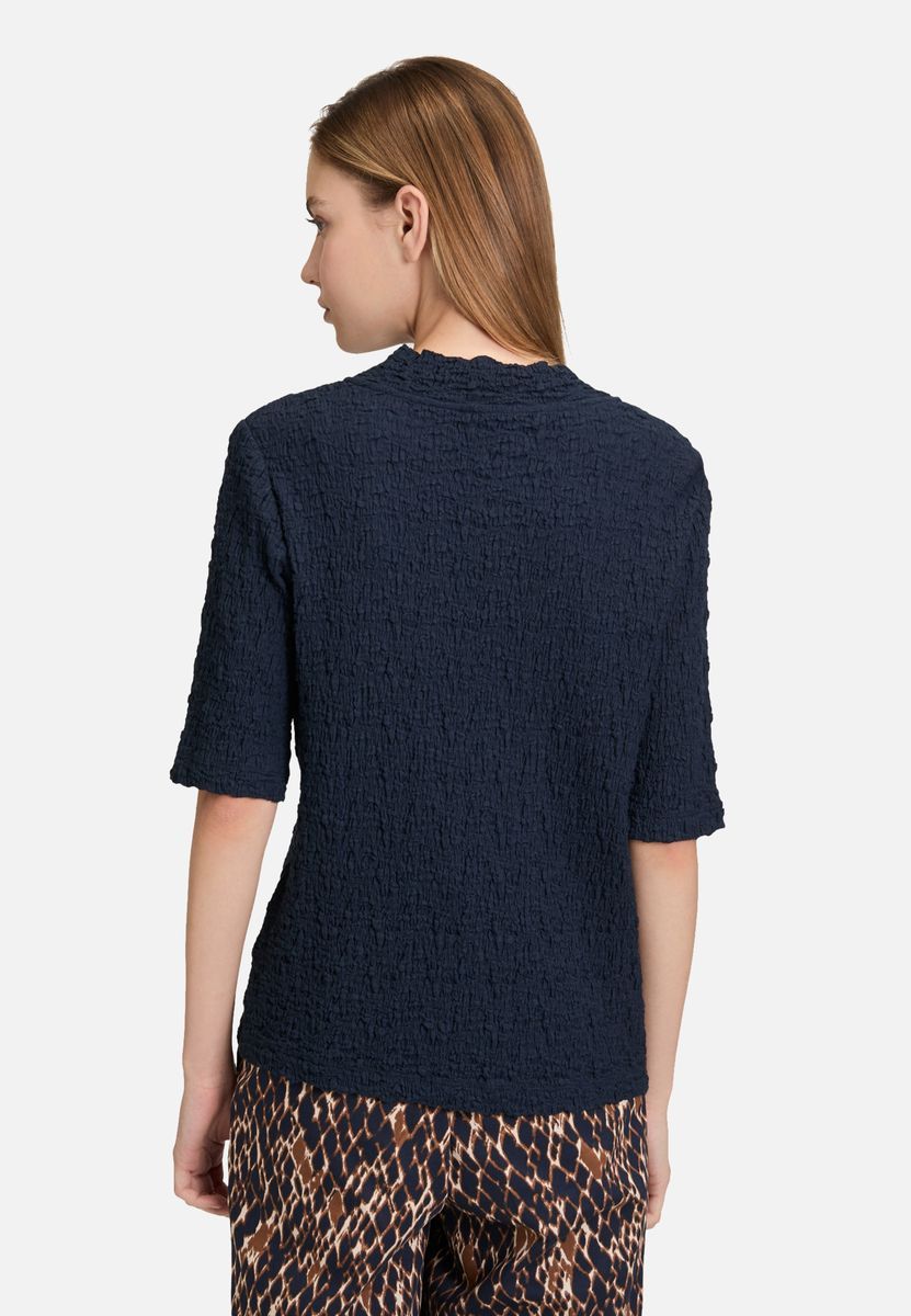 Strukturierter Strickpullover mit Stehkragen