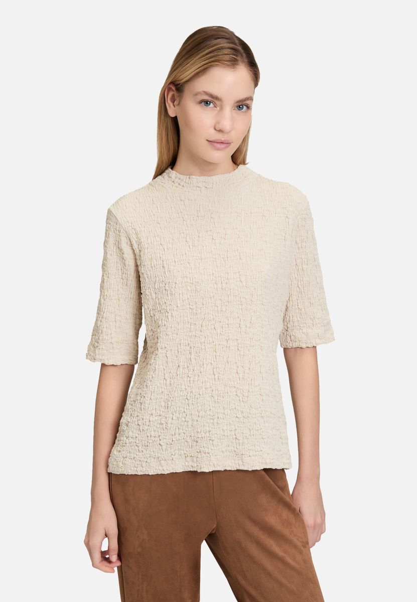Strukturierter Strickpullover mit Stehkragen