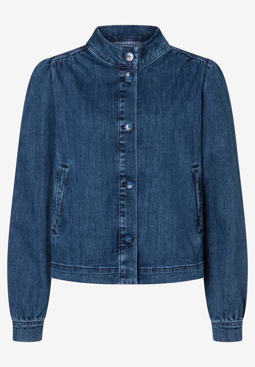 Kurze Jeansjacke mit Stehkragen