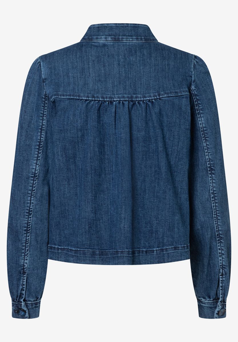 Kurze Jeansjacke mit Stehkragen
