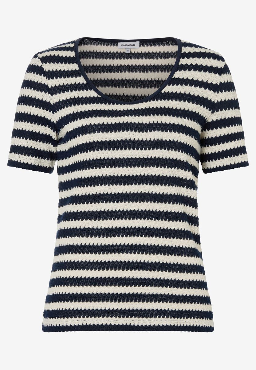 Gestreiftes Kurzarm-Strickoberteil