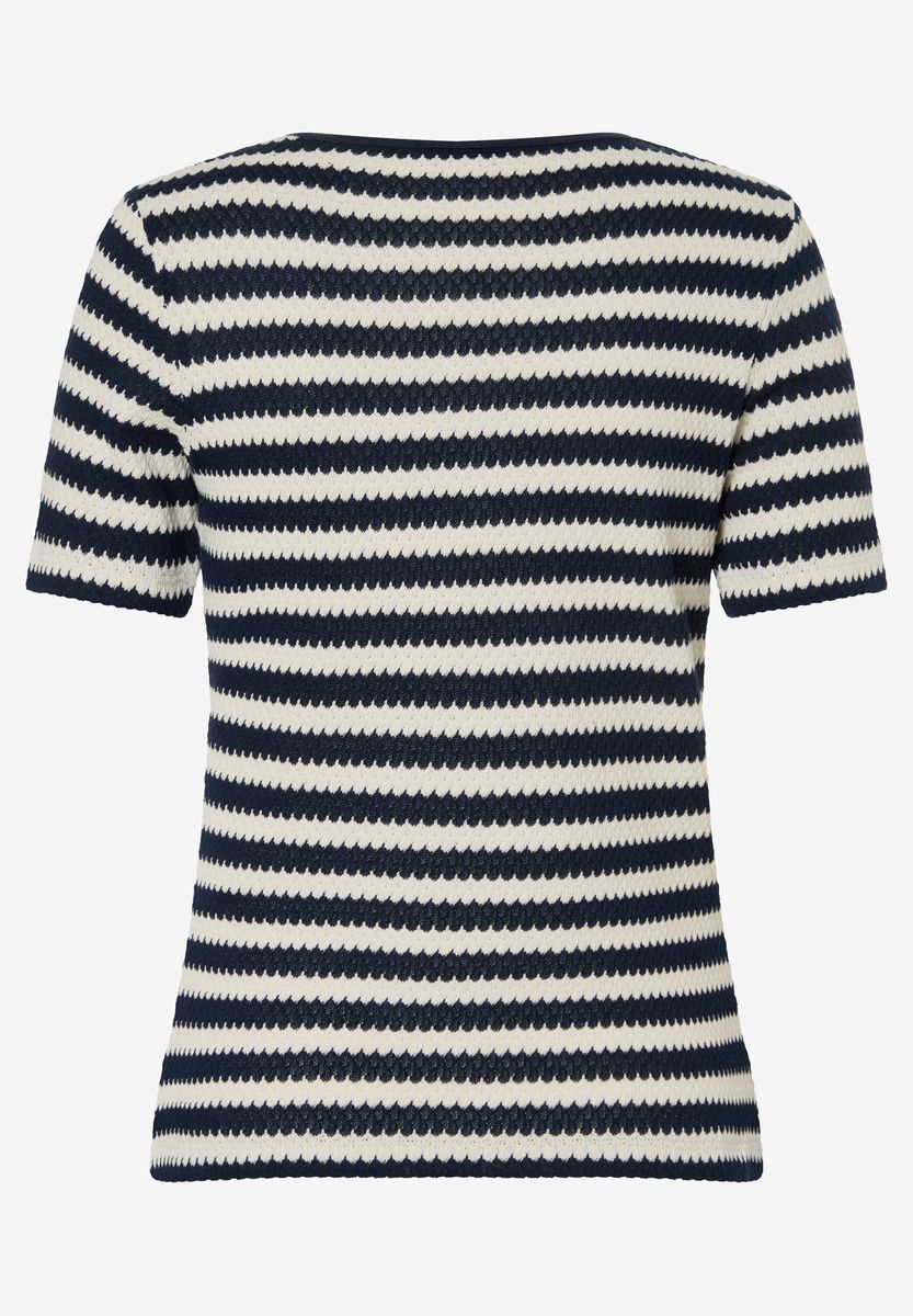 Gestreiftes Kurzarm-Strickoberteil