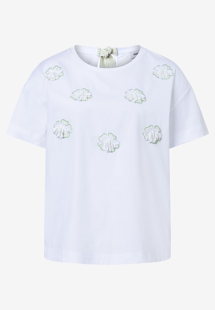 Baumwoll-T-Shirt mit Blumenapplikation