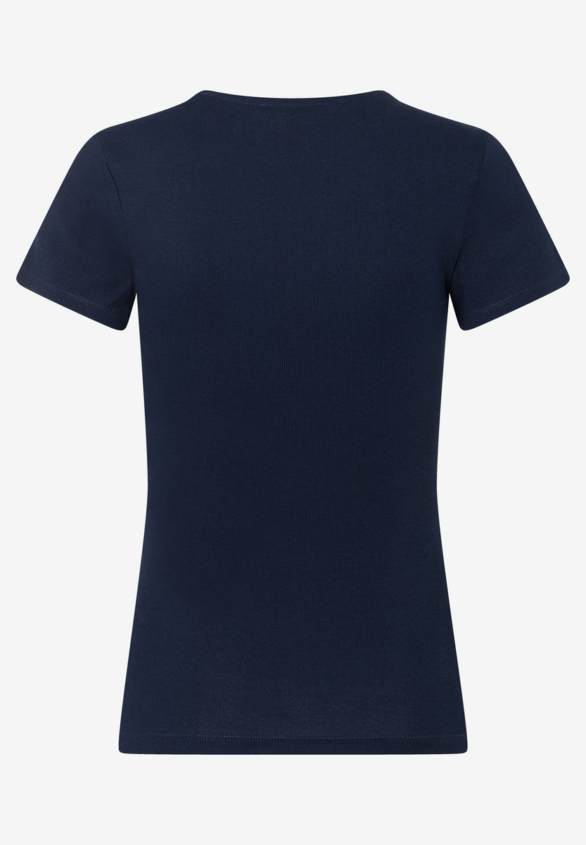 Geripptes T-Shirt mit V-Ausschnitt