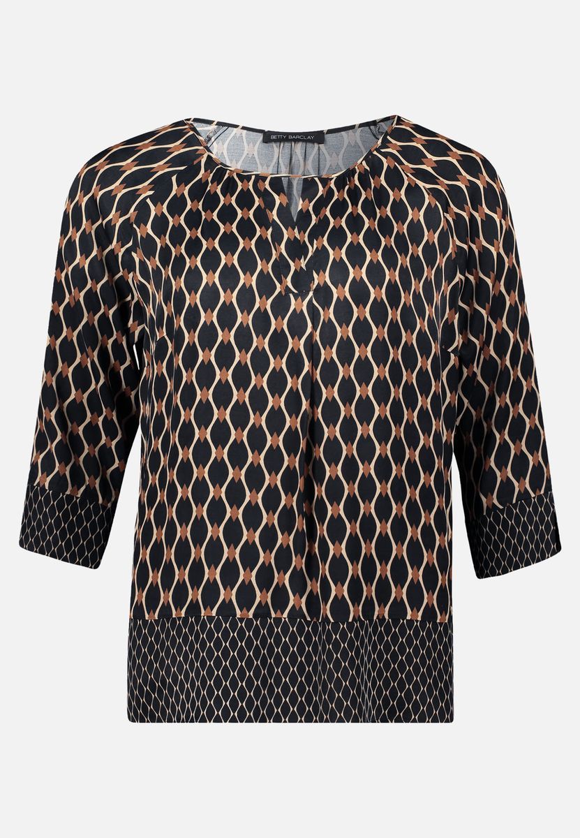 Bedruckte Schlupfbluse mit Schlüsselloch