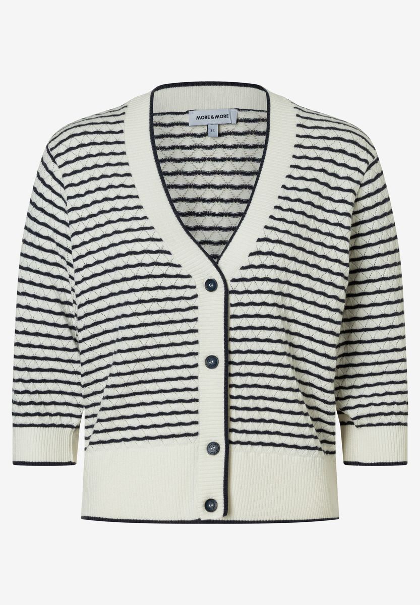 Gestreifte Kurzarm Strickjacke