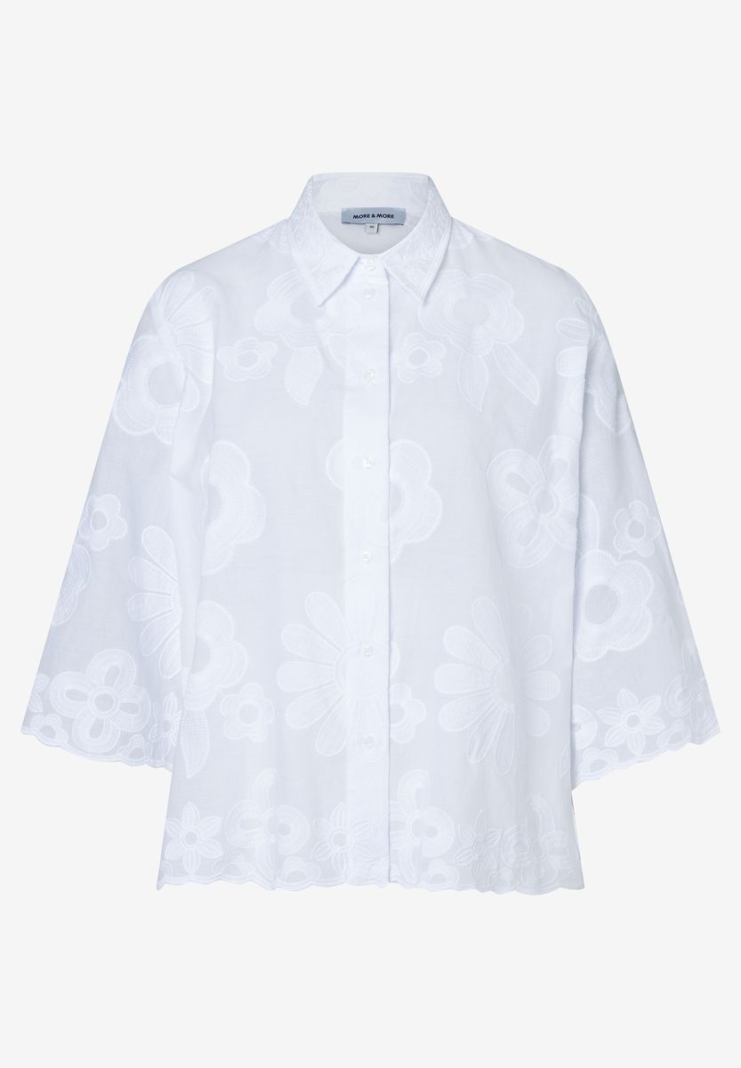 Bluse aus Baumwoll-Popeline mit Blumenstickerei