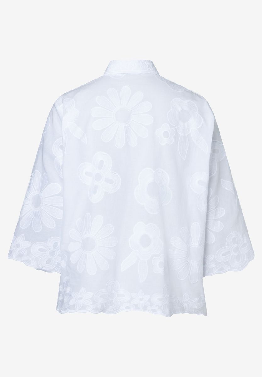 Bluse aus Baumwoll-Popeline mit Blumenstickerei