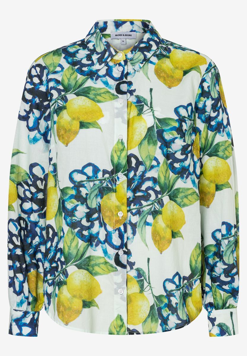 Bluse mit Zitronenmuster und langen Ärmeln