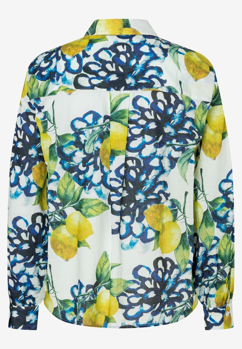 Bluse mit Zitronenmuster und langen Ärmeln