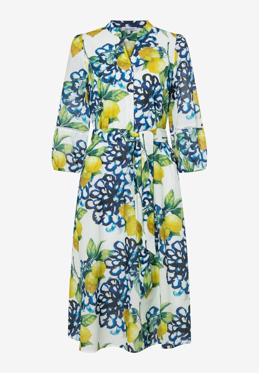 Midi-Hemdkleid mit Zitronenmuster