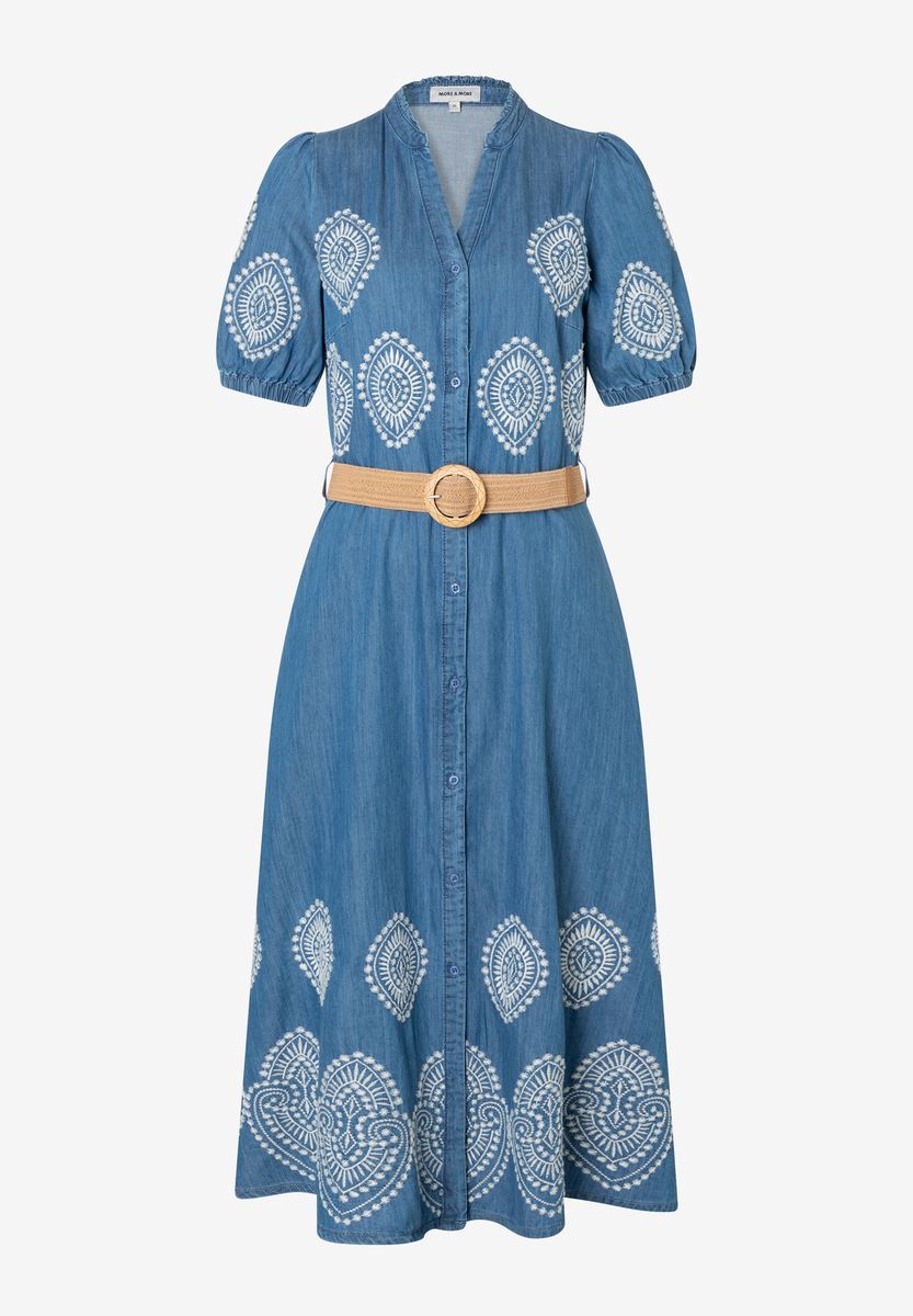 Besticktes Jeans-Midikleid