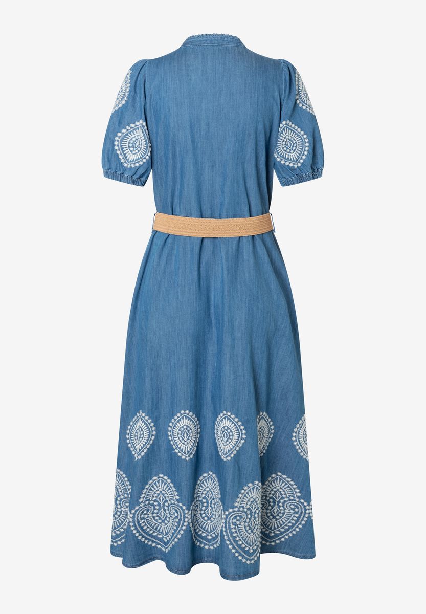 Besticktes Jeans-Midikleid
