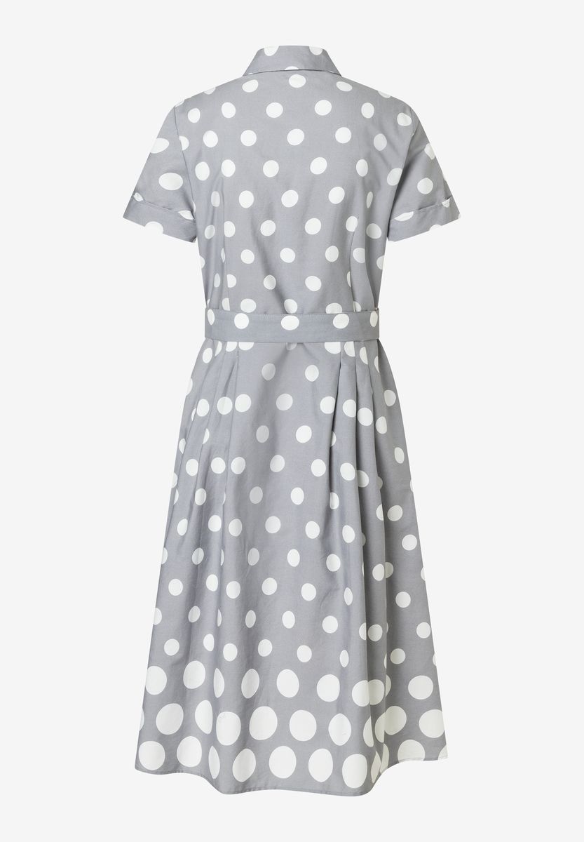 Hemdblusenkleid mit Tupfen und Gürtel