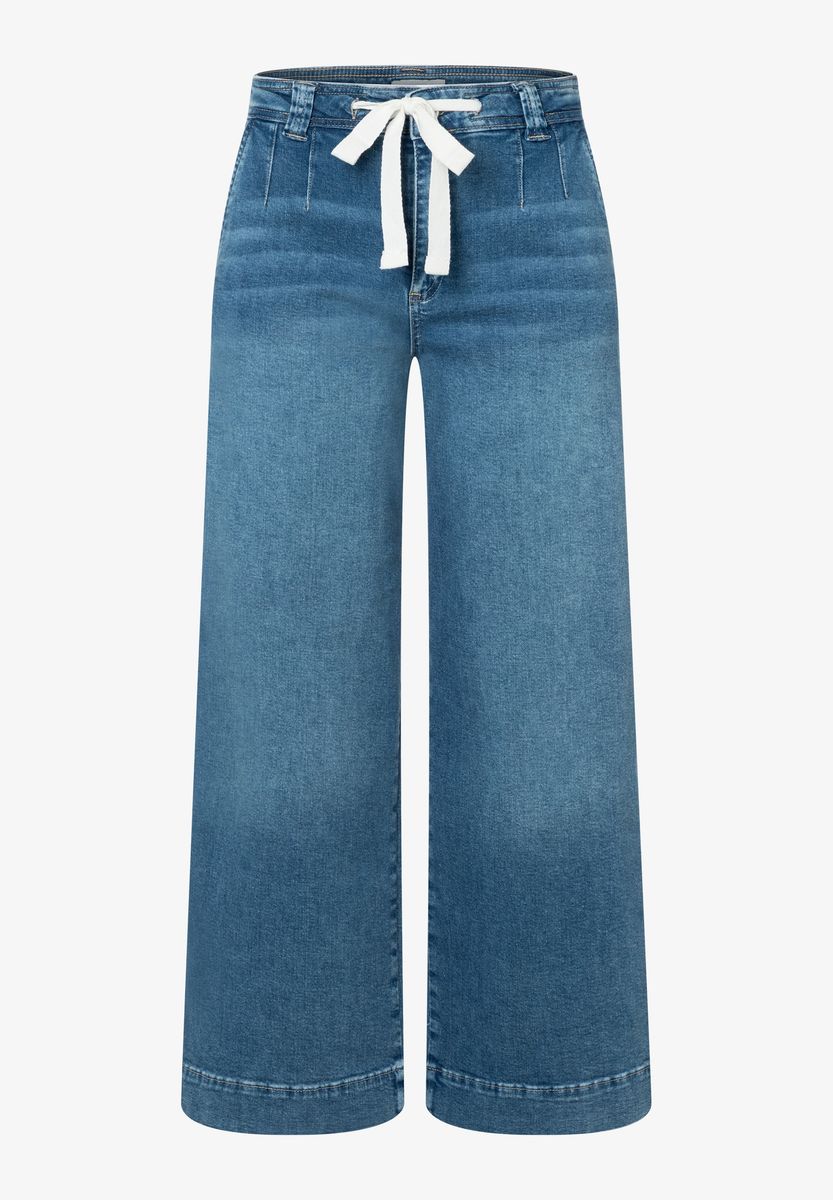 Weite Denim-Culottes mit Tunnelzug