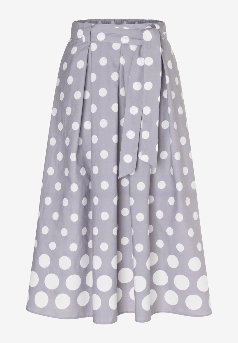 Gepunkteter Midirock mit Gürtel