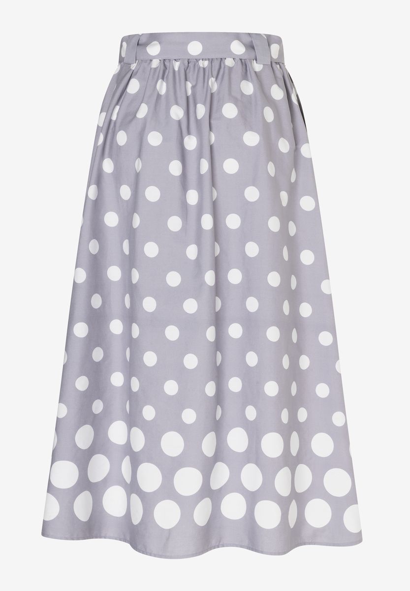 Gepunkteter Midirock mit Gürtel