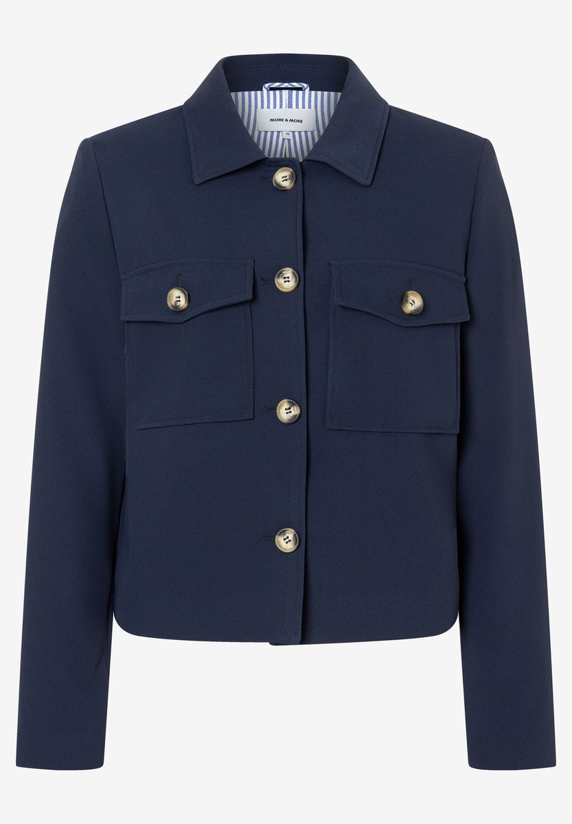 Marineblaue, verkürzte Blazerjacke mit Knöpfen