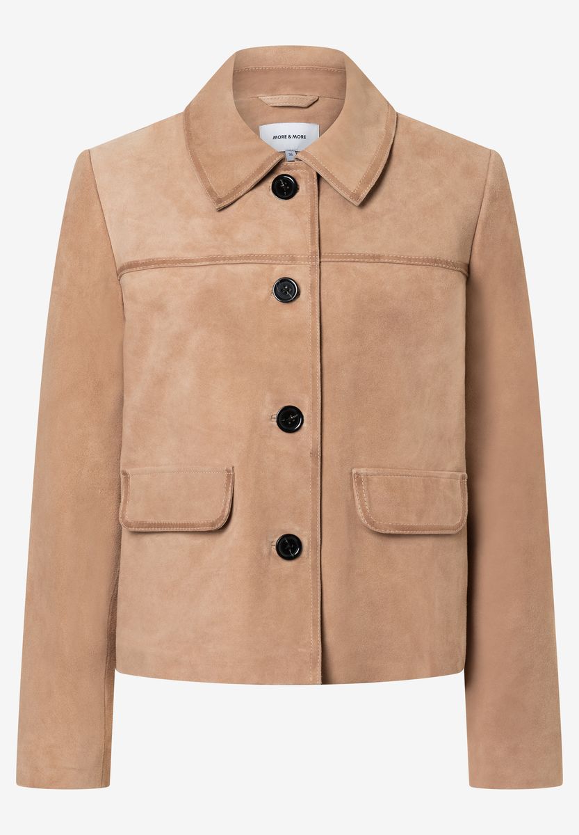 Trucker Jacke aus Veloursleder mit Taschen