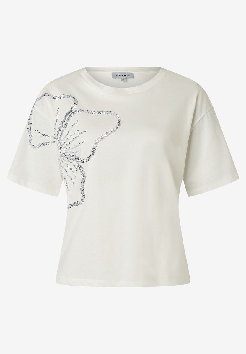 T-Shirt mit Pailletten-Blumenmuster