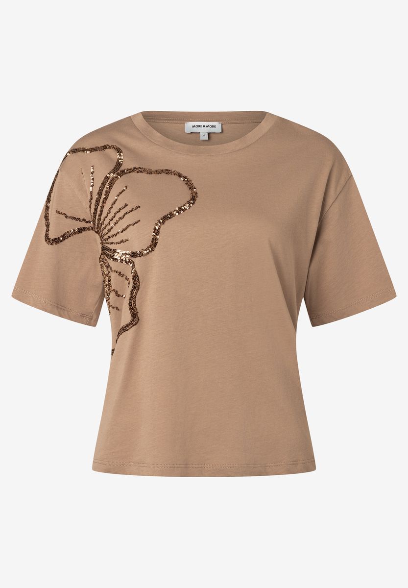 T-Shirt mit Pailletten-Blumenmuster