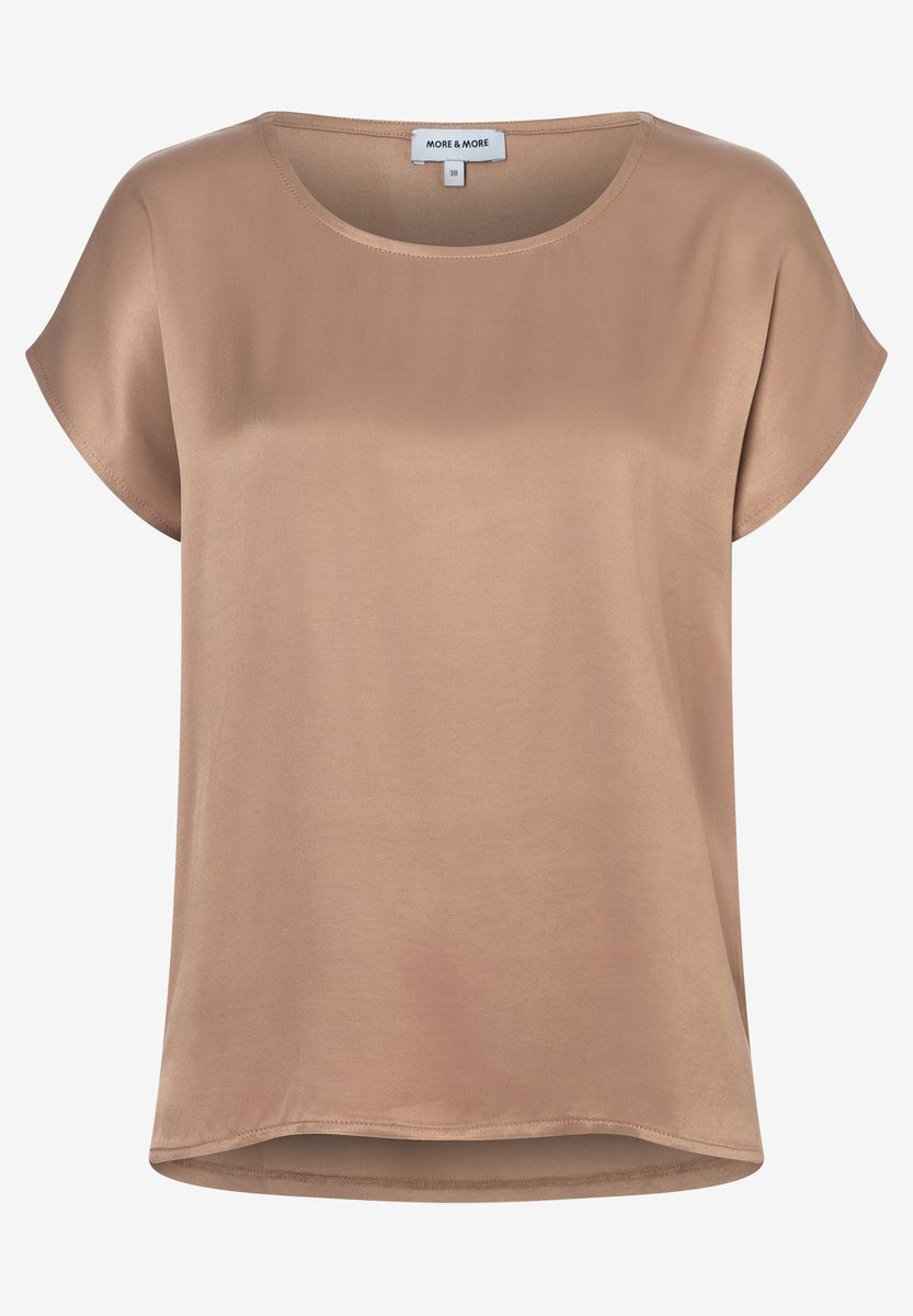 Shirt mit Satinfront und Rundhalsausschnitt