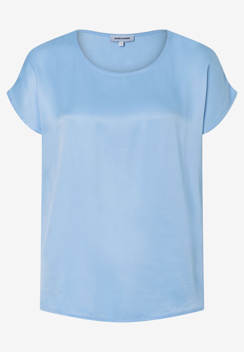 Shirt mit Satinfront und Rundhalsausschnitt